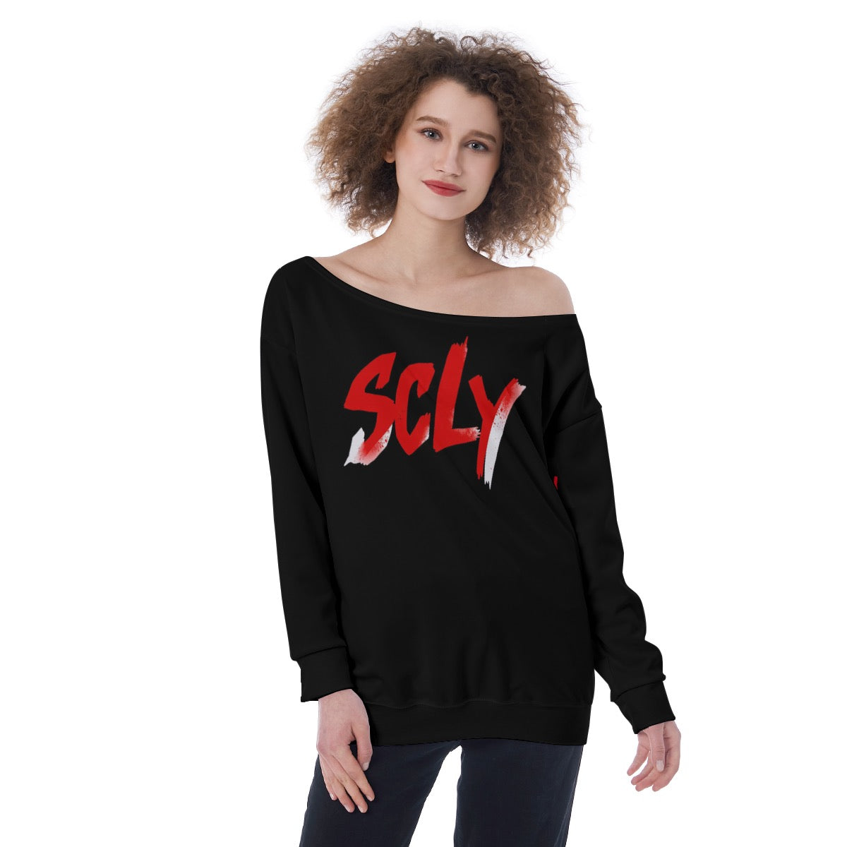 All-Over Print Oversized Women's Off-Shoulder Sweatshirt