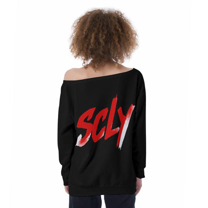 All-Over Print Oversized Women's Off-Shoulder Sweatshirt