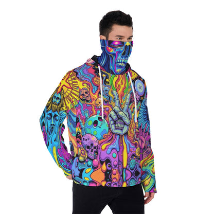 All-Over Print Men's Heavy Fleece Hoodie With Mask