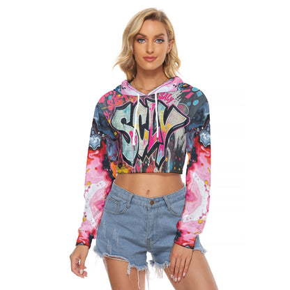 All-Over Print Women's Crop Top Hoodie|Velvet