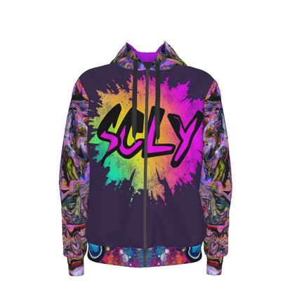 All-Over Print Unisex Zipper Hoodie With Black Lining