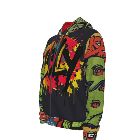 All-Over Print Unisex Zipper Hoodie With Black Lining