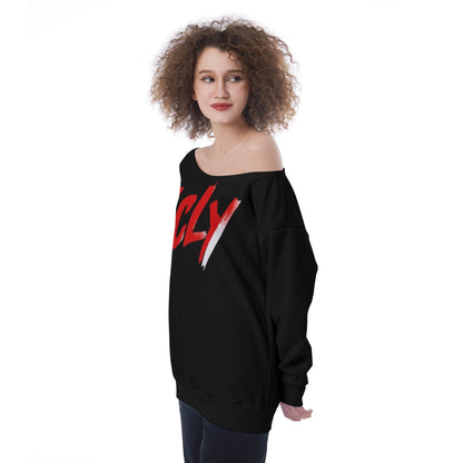 All-Over Print Oversized Women's Off-Shoulder Sweatshirt