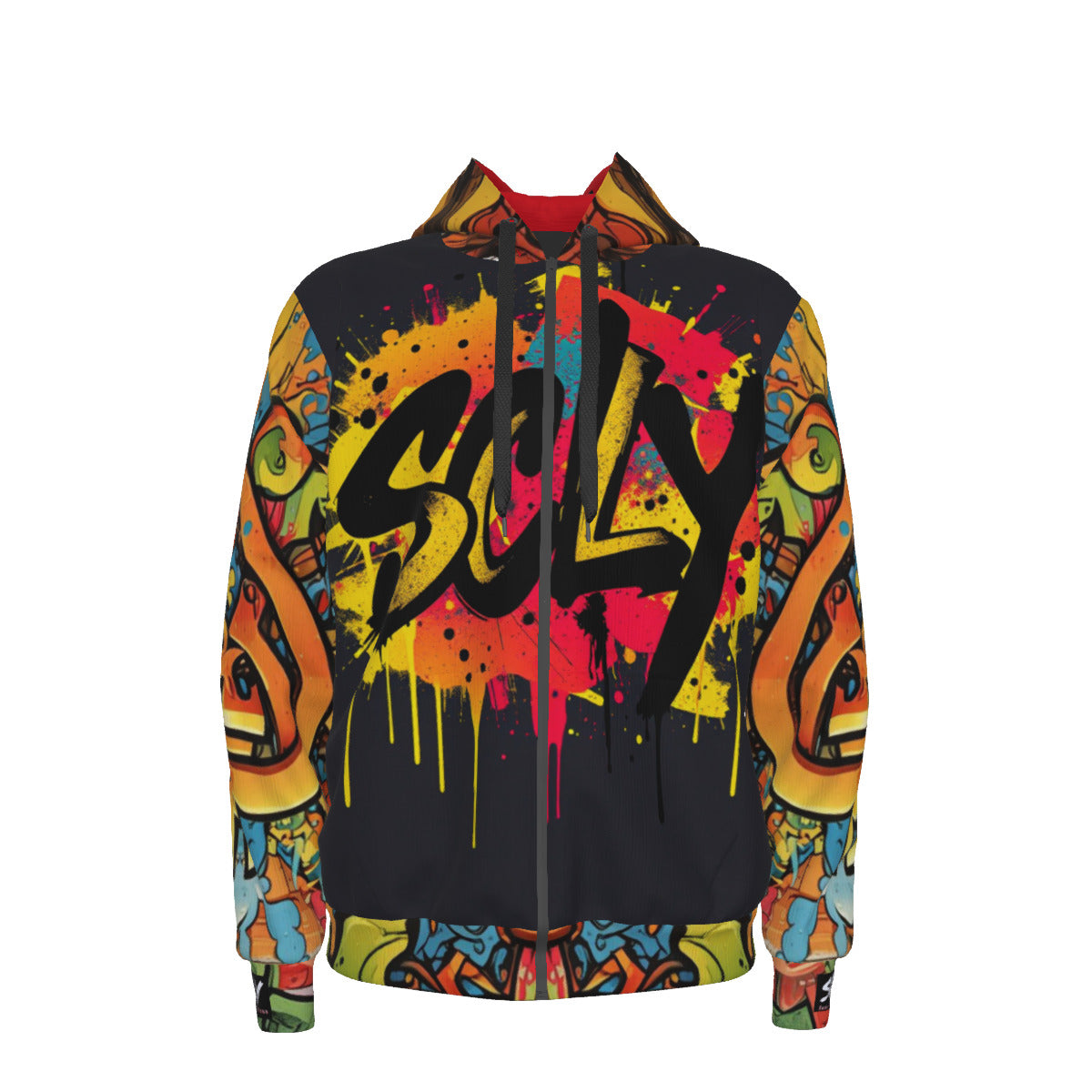 All-Over Print Unisex Zipper Hoodie With Black Lining