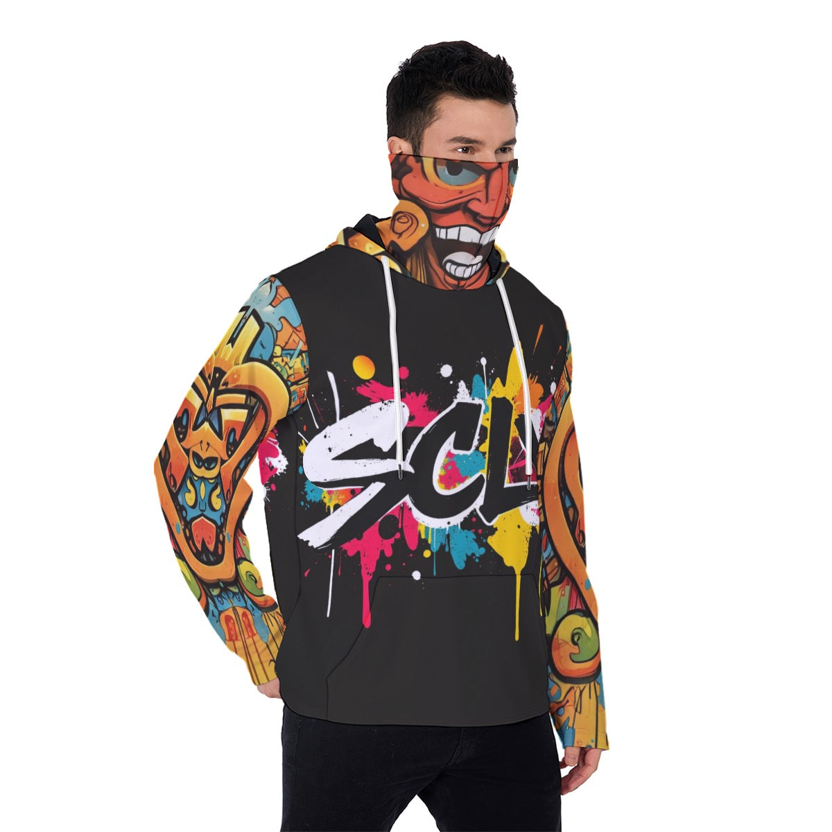 All-Over Print Men's Heavy Fleece Hoodie With Mask