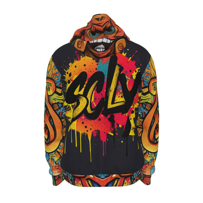 All-Over Print Unisex Zipper Hoodie With Black Lining