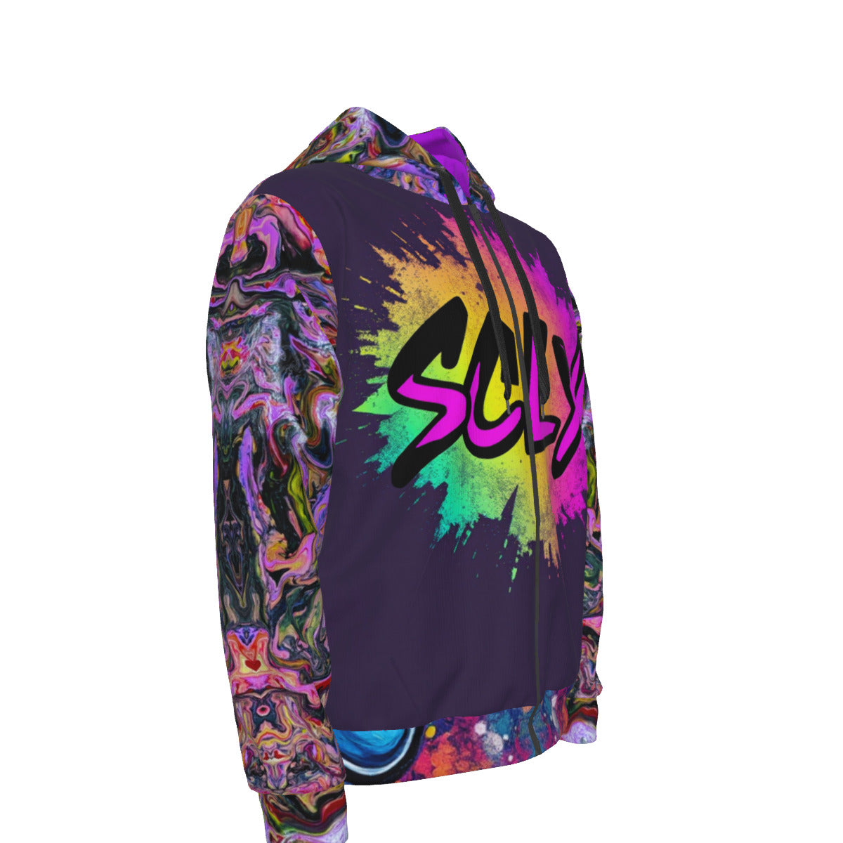 All-Over Print Unisex Zipper Hoodie With Black Lining