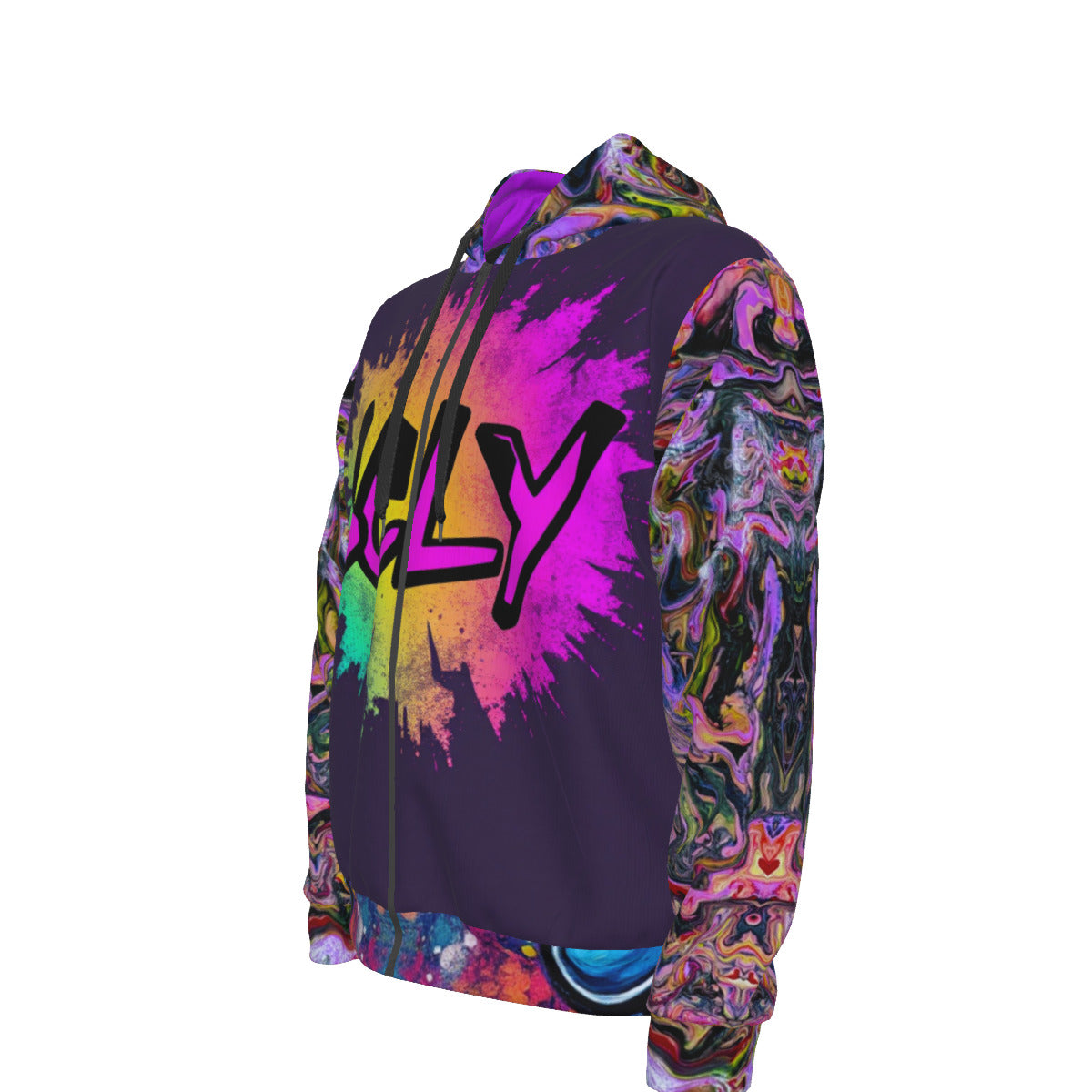 All-Over Print Unisex Zipper Hoodie With Black Lining