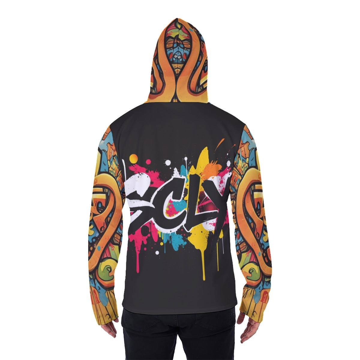 All-Over Print Men's Heavy Fleece Hoodie With Mask