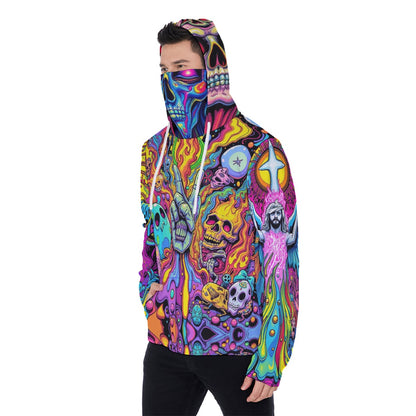 All-Over Print Men's Heavy Fleece Hoodie With Mask