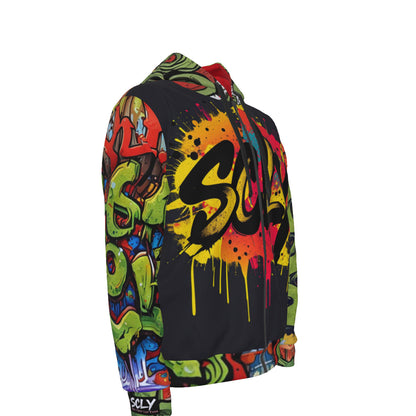 All-Over Print Unisex Zipper Hoodie With Black Lining