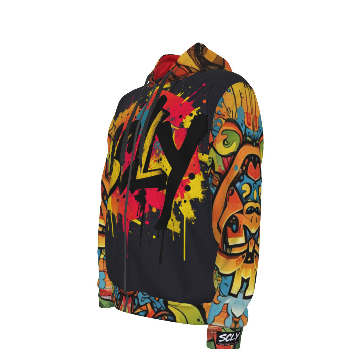 All-Over Print Unisex Zipper Hoodie With Black Lining