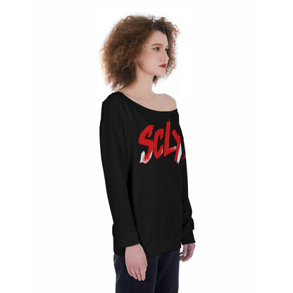 All-Over Print Oversized Women's Off-Shoulder Sweatshirt