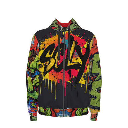 All-Over Print Unisex Zipper Hoodie With Black Lining