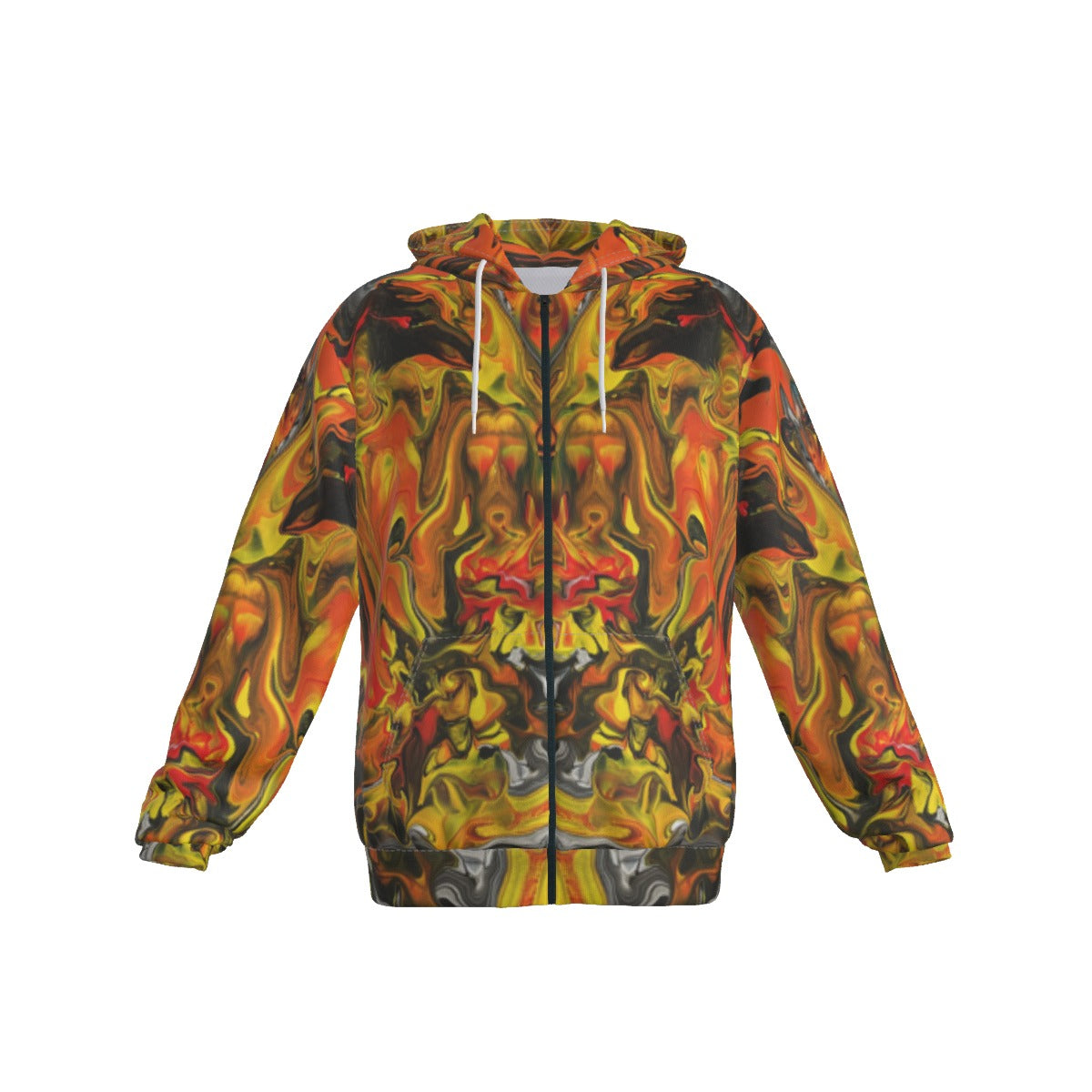 All-Over Print Men's Patch Pocket Zip-up Hoodie